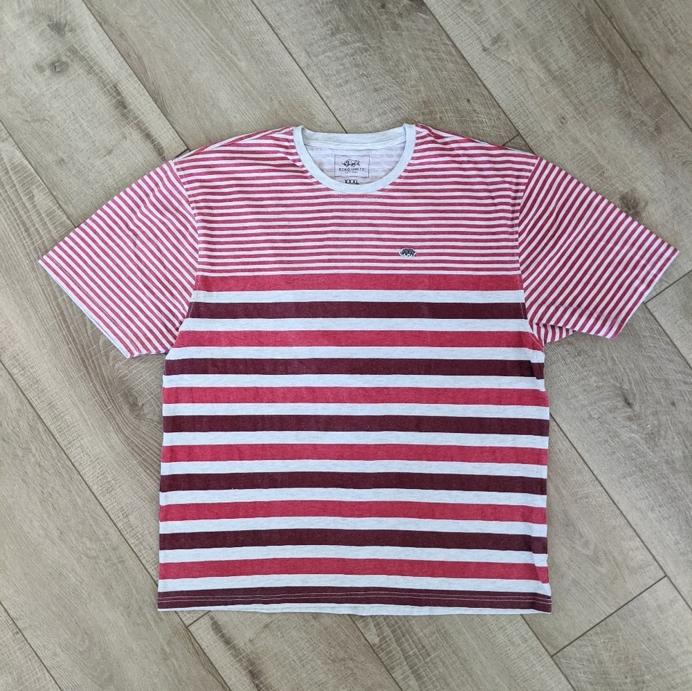 Y2K Men's Stripe Red White‎ Short Sleeve Shirt Size XXXL Streetwear Casual